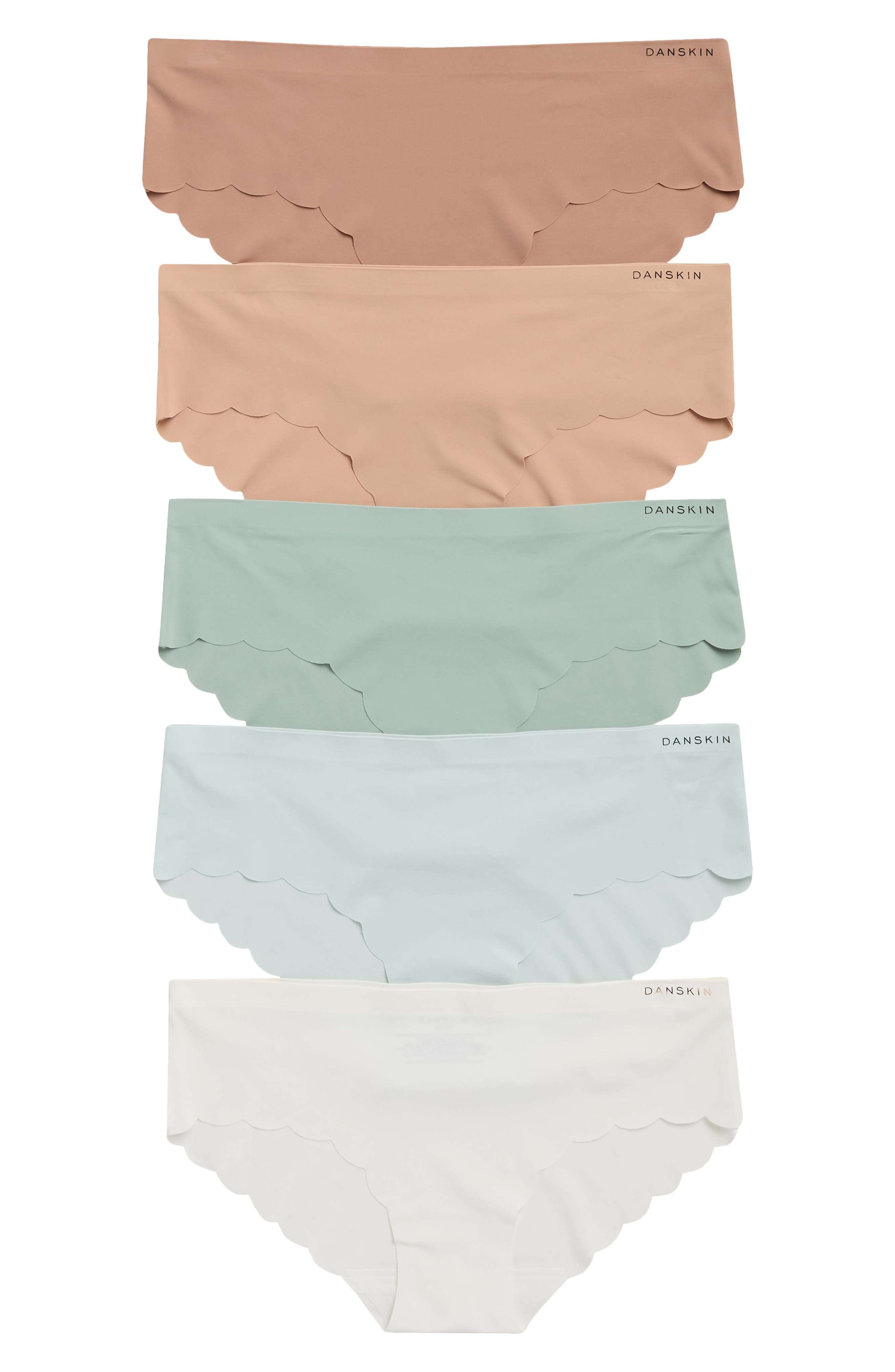 Danskin 5-Pack Laser Cut Scallop Edge Hipster Briefs
