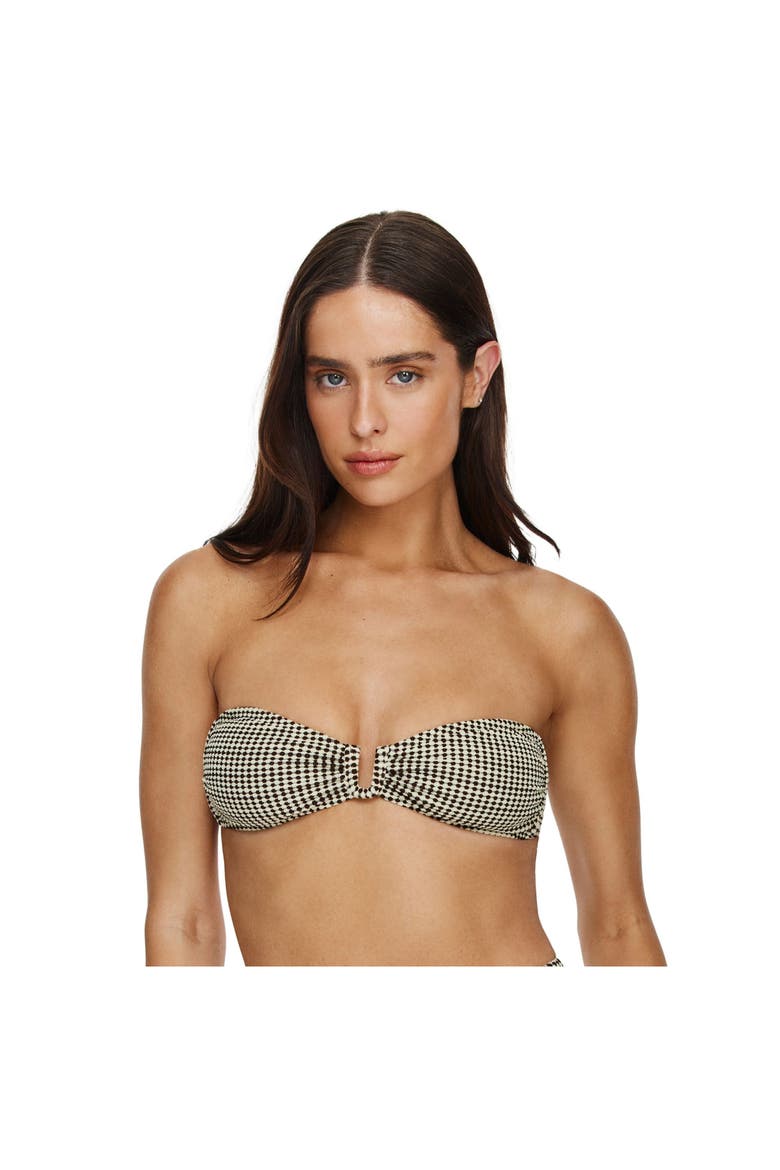 Sandy Beach Textured Bandeau Bikini Top, Alternate, color, Brown