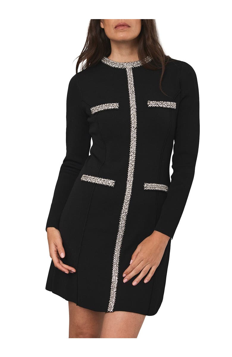 MINT VELVET Embellished Trim Mini Dress, Main, color, Black