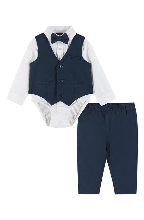 Vest, Button-Up Bodysuit, Pants & Bow Tie Set (Baby)
