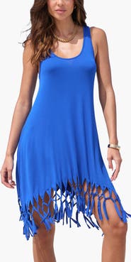 LASCANA Women's Fringe Hem Beach Dress