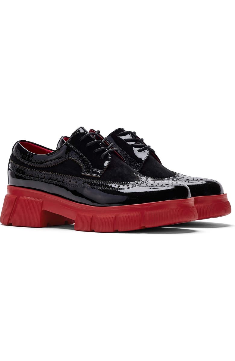 MARC NOLAN Ms. Alexander Leather Lug Wingtip Derby, Alternate, color, Black/Red