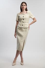 Karen Millen Tweed Bow Midi Dress