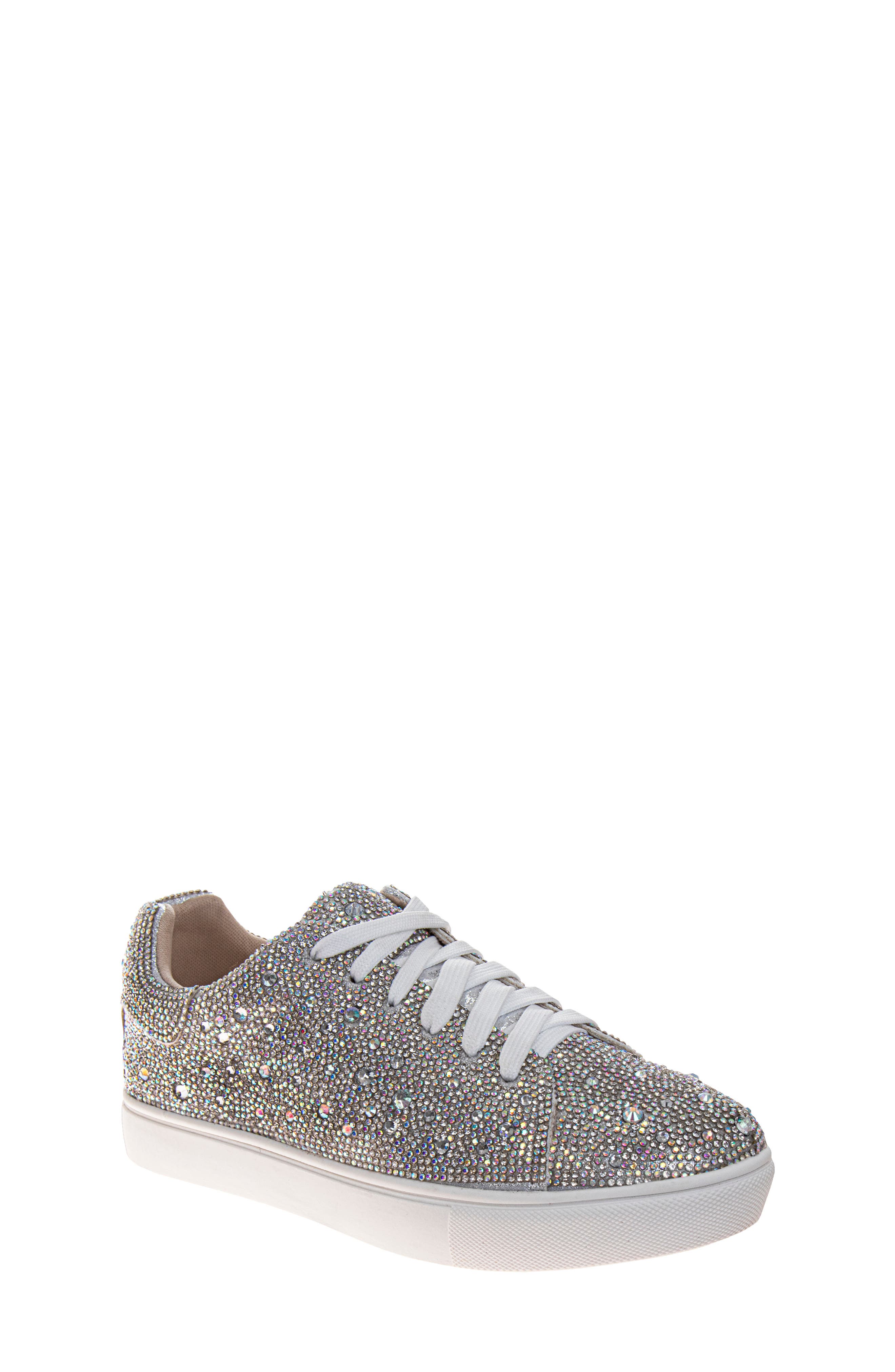 Kids' Glitzy Sneaker, Main, color, SILVER
