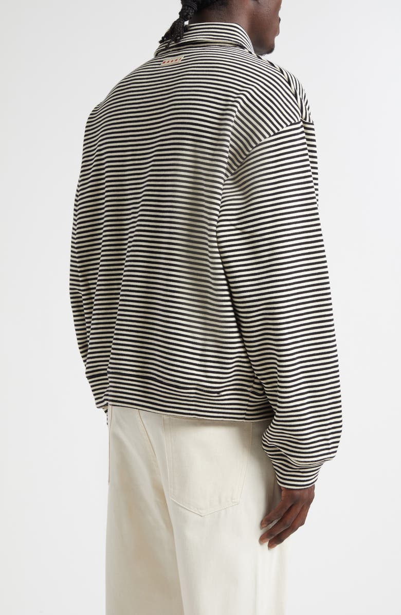 Marni Boxy Fit Stripe Cotton Polo Sweatshirt, Alternate, color, 