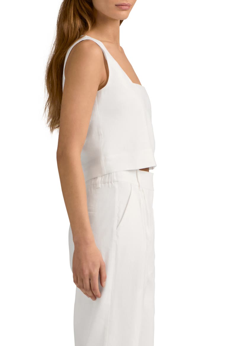 The Abby Linen Blend Square Neck Crop Shell, Alternate, color, WHITE