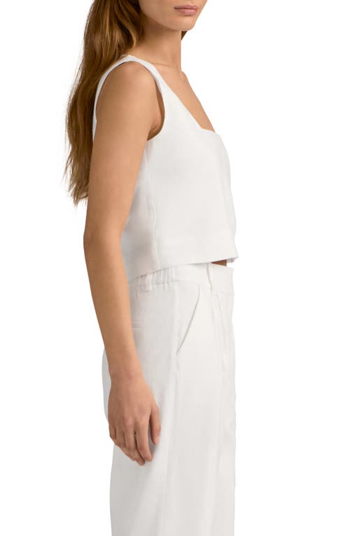 Favorite Daughter The Abby Linen Blend Square Neck Crop Shell