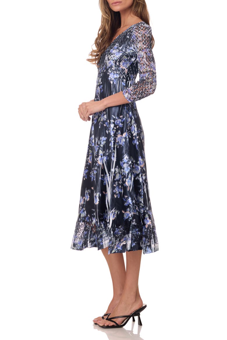 Midi Length Dress with Lace Details, Alternate, color, Waercolor Breeze