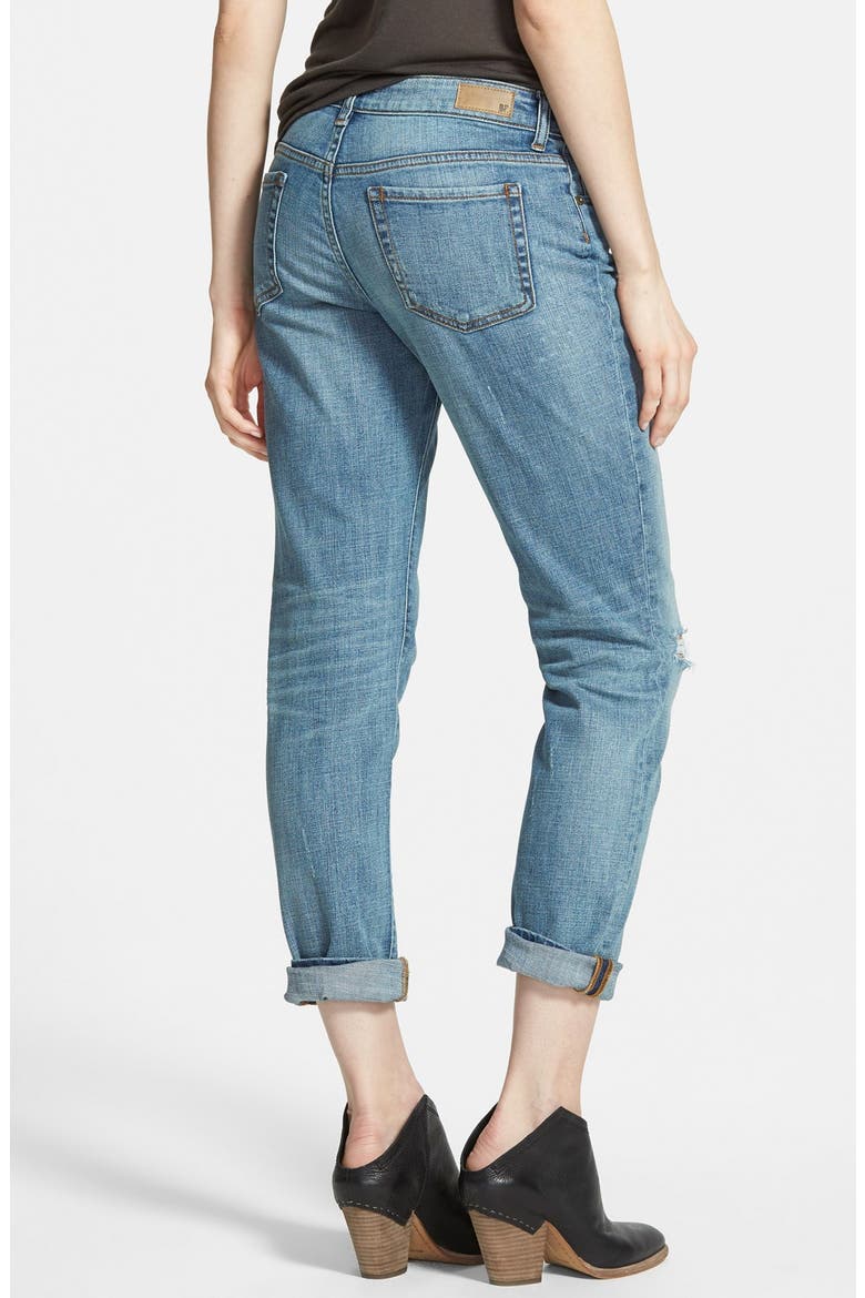 Girlfriend Jeans, Alternate, color, MYSTIC BLUE DISTRESSED