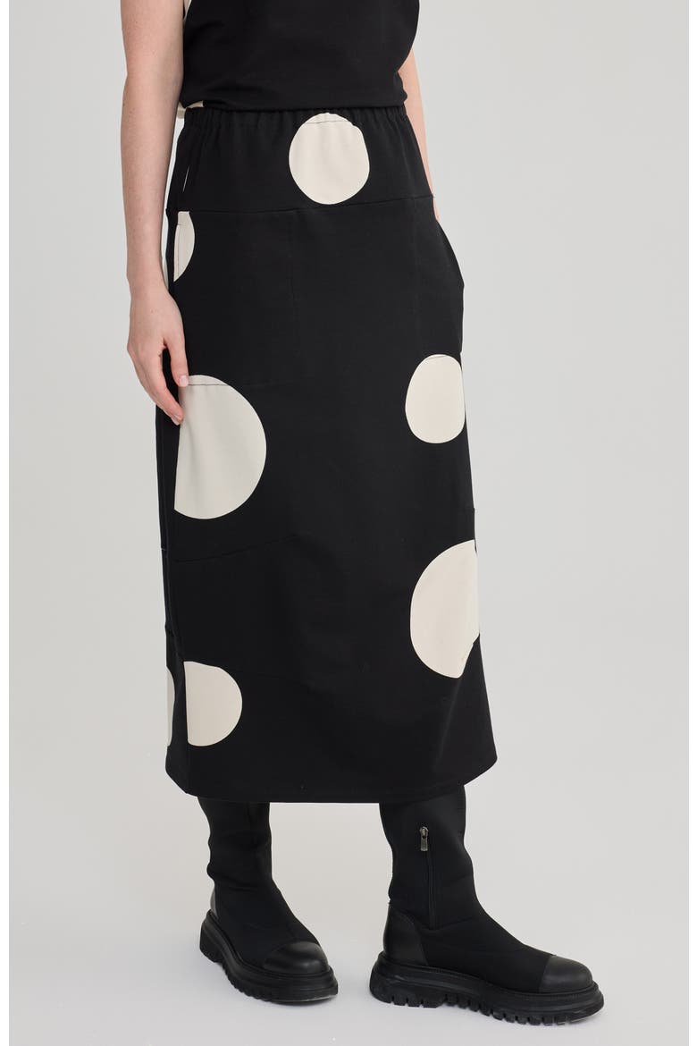 Signe Printed Cotton Jersey Midi Skirt, Alternate, color, Polka Dots