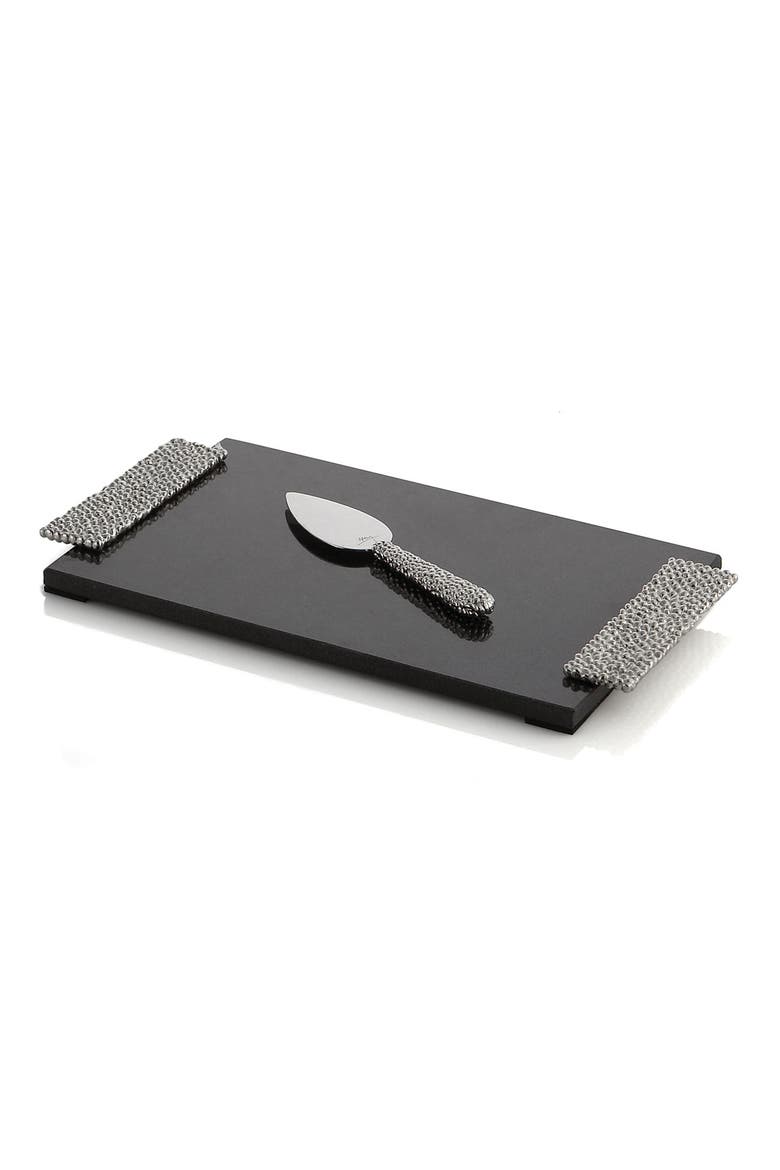 'Molten' Cheeseboard & Knife, Main, color, SILVER