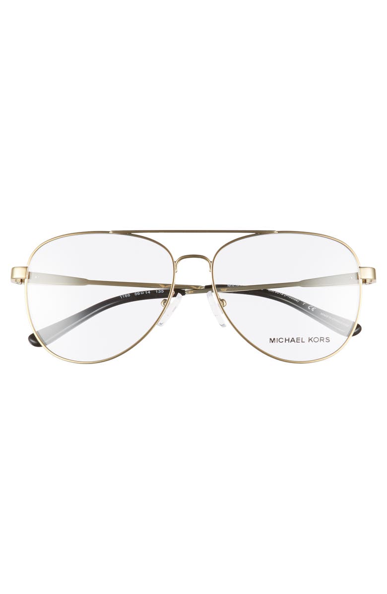 Michael Kors 56mm Aviator Optical Glasses, Alternate, color, Pale Gold