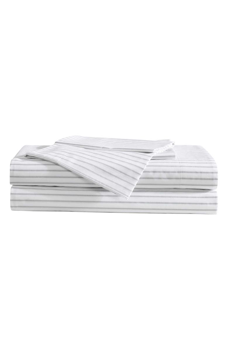 Eddie Bauer Arden Stripe 200 Thread Count Cotton Percale King Sheet Set, Main, color, Grey