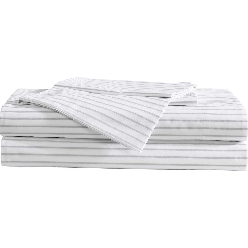Eddie Bauer Arden Stripe 200 Thread Count Cotton Percale Twin Sheet Set In Grey