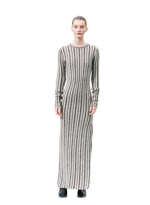 Juniper Backless Striped Wool Maxi Dress