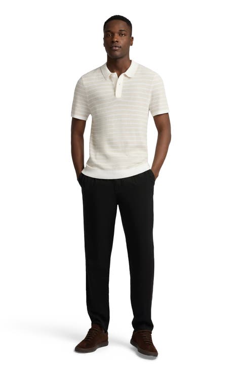 Cotton Textured Knit Polo Tee