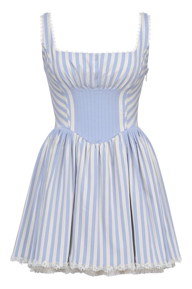 Liesl Stripe Corset Minidress, Alternate, color, STRIPE BLUE
