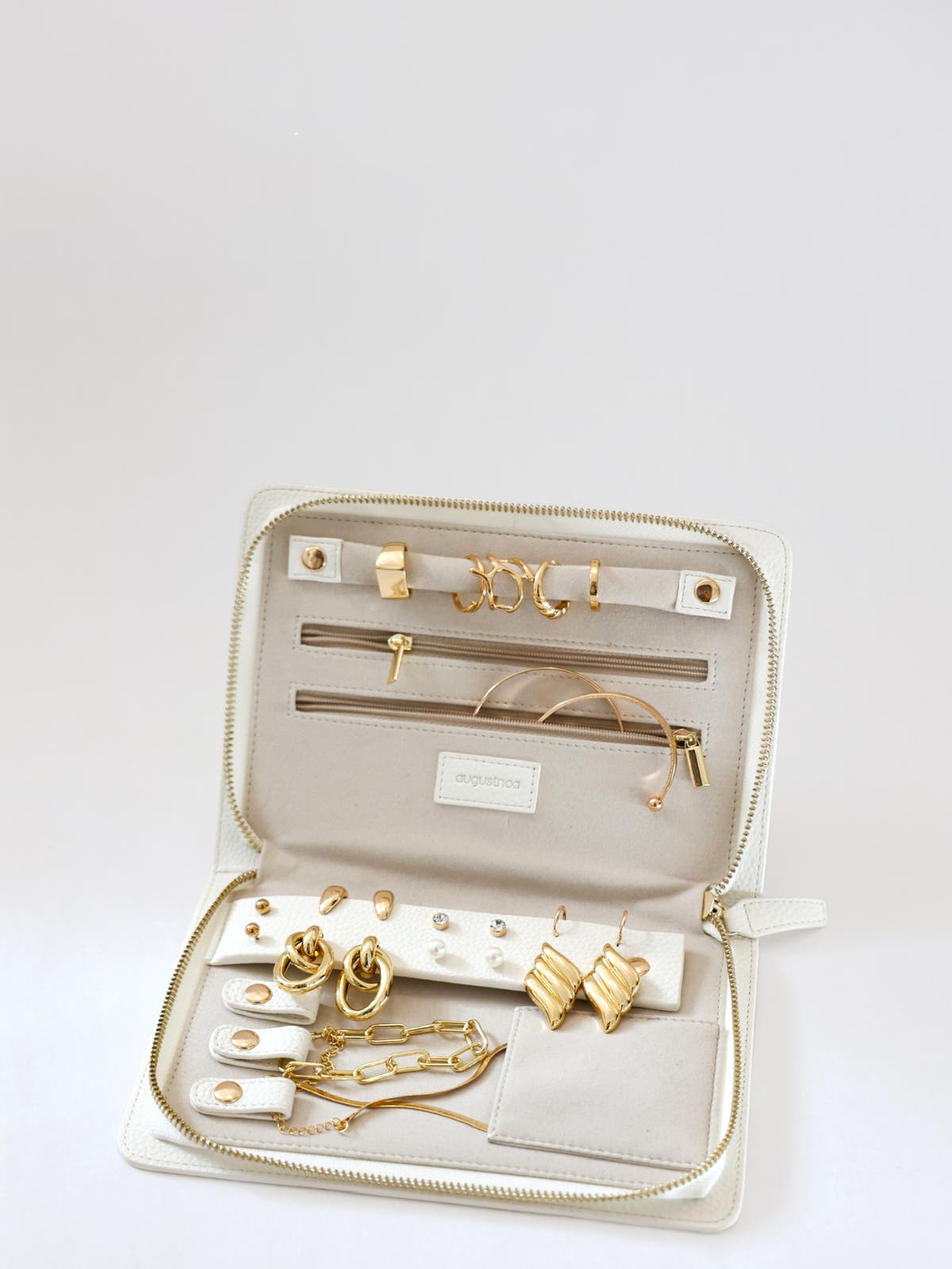 AUGUSTNOA Travel Jewelry Organizer, Alternate, color, White