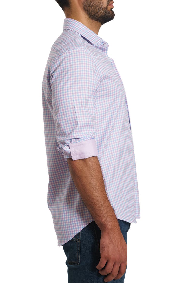 Trim Fit Gingham Pima Cotton Button-Up Shirt, Alternate, color, WHITE LILAC