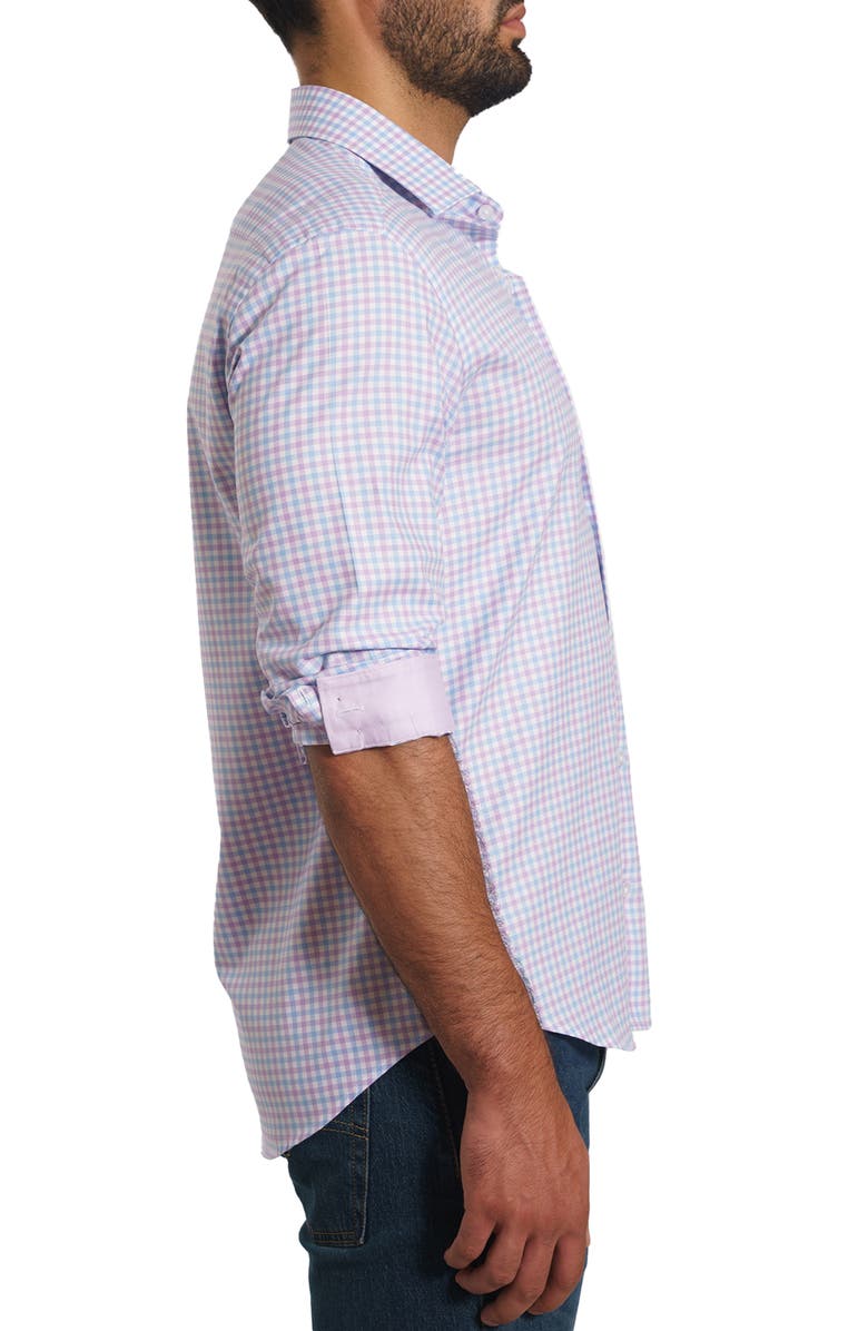 Jared Lang Trim Fit Gingham Pima Cotton Button-Up Shirt, Alternate, color,
