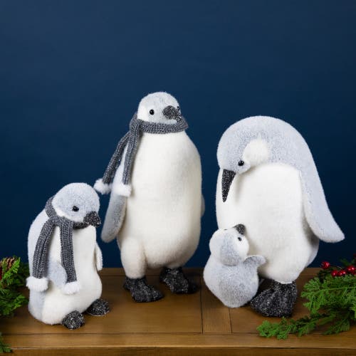 Northlight Mother Penguin With Chick Christmas Figurine In Blue