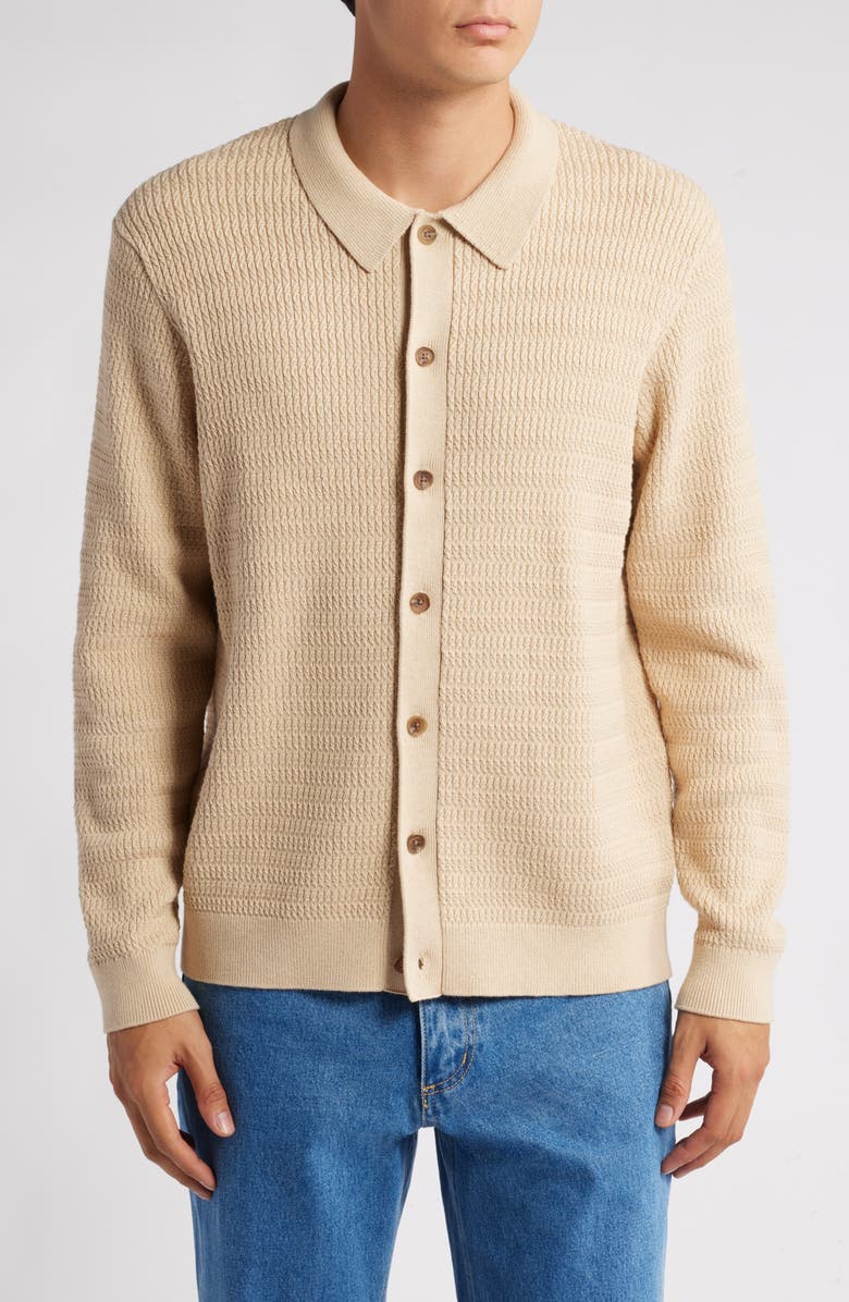 Wax London Tristan Textured Cotton & Cashmere Cardigan, Main, color,