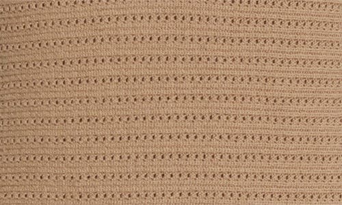 Ted Baker Contrast Detail Open Stitch Cotton Blend Sweater Minidress In Brown