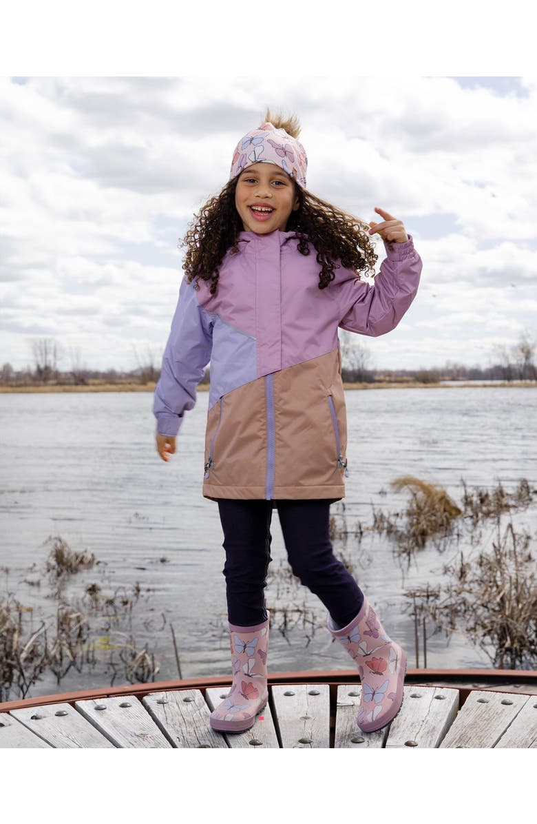 Deux par Deux Girl Mid-Season Fleece Jacket in Recycled Polyester, Alternate, color, Mauve, Lilac & Beige