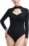Kimi & Kai Min Faux Wrap Turtle Neck Bodysuit