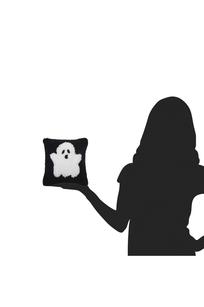 Cute Ghost Mini Hooked Halloween Accent Pillow 8" x 8", Alternate, color, Black