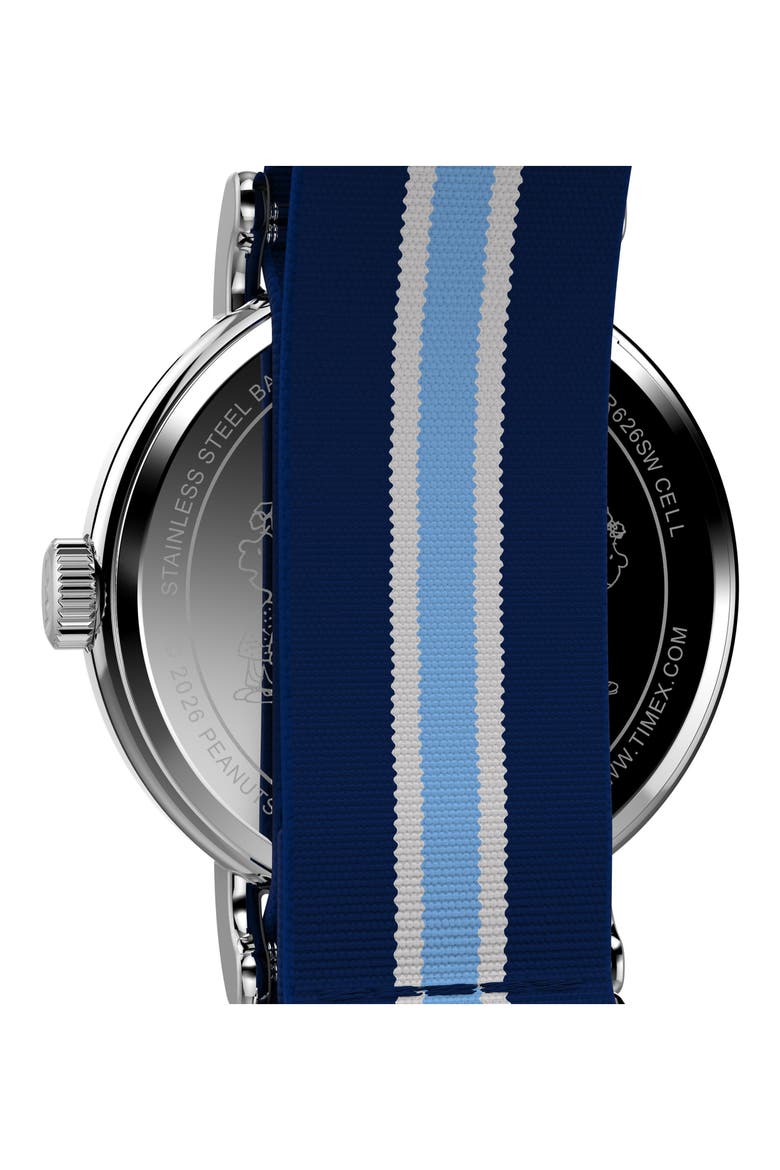 Peanuts® x Timex Weekender Pickleball 37mm Fabric Strap Watch, Alternate, color, SILVER-TONE/ BLUE