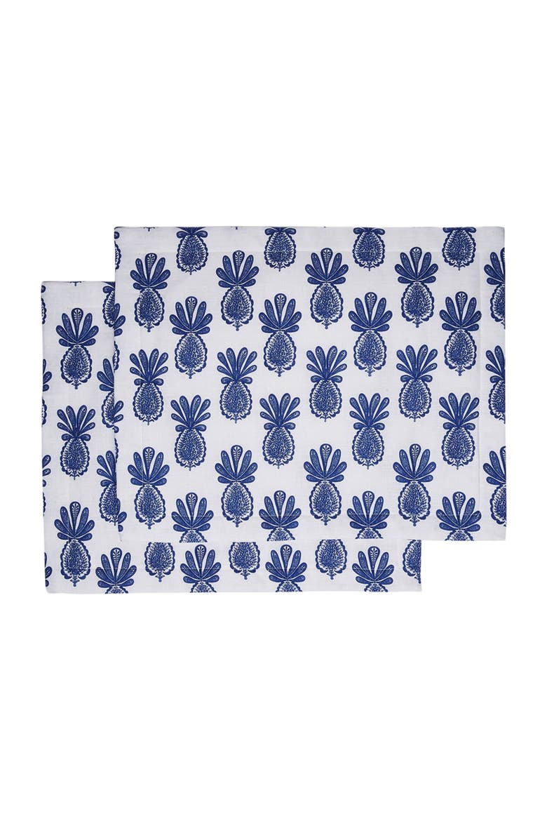 Placemats Set Of 2 (35X45) Pineapple Blue, Main, color, Pineapple Blue
