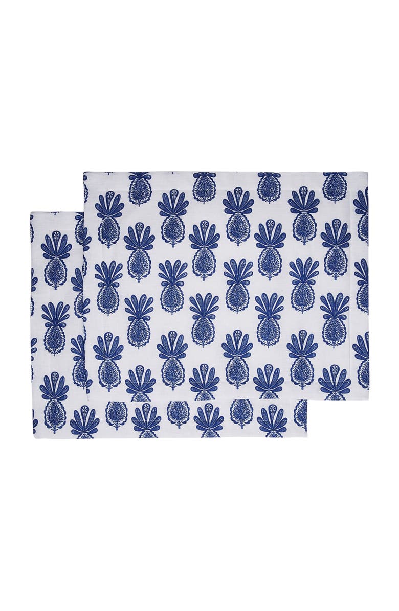 La DoubleJ Placemats Set Of 2 (35X45) Pineapple Blue, Main, color, Pineapple Blue