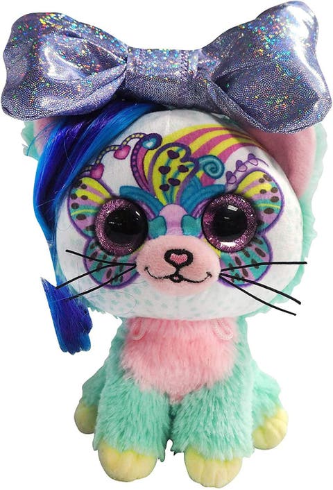 6 Inch Plush Rainbow Bow Pet Cat
