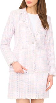 CeCe Frayed Edge Tweed Blazer