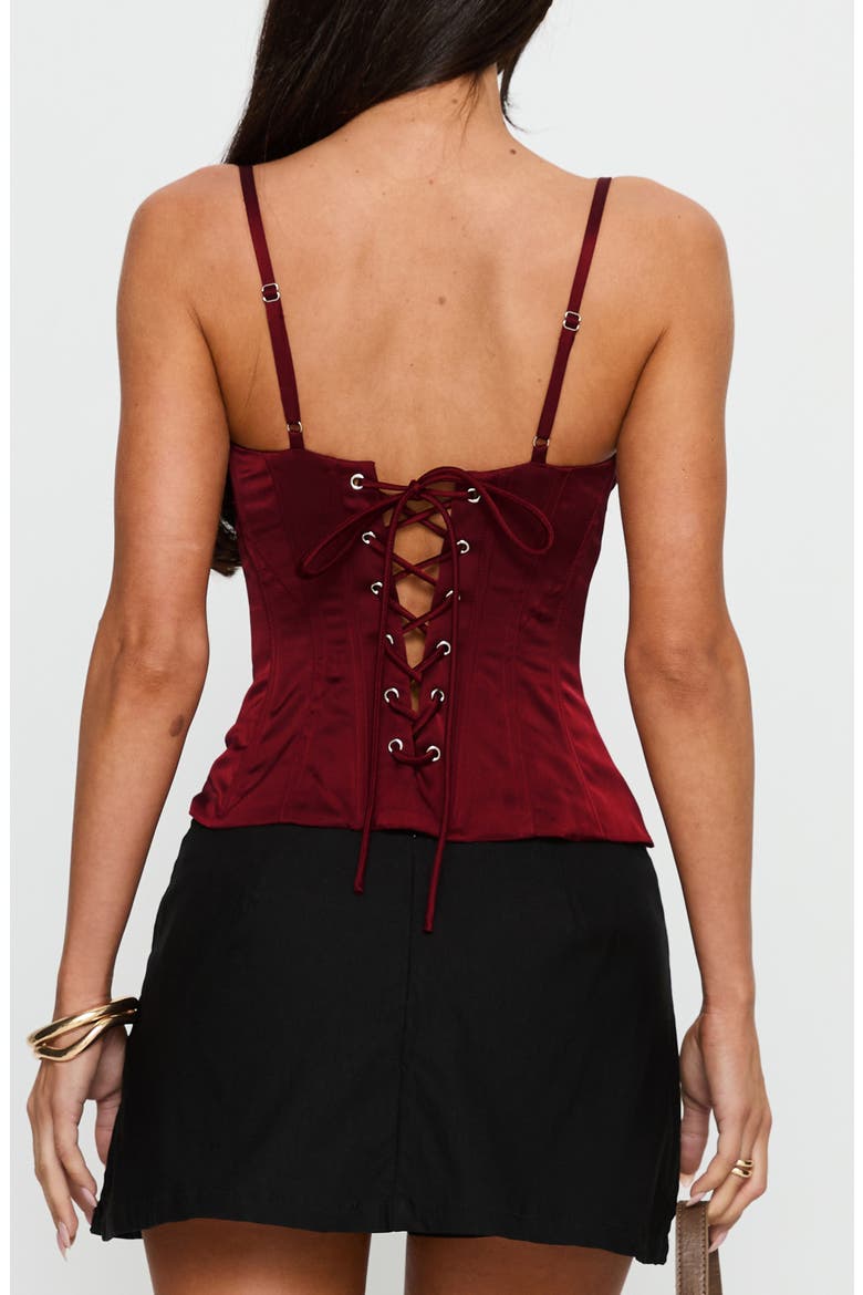 Scorsese Satin Corset Top, Alternate, color, RED
