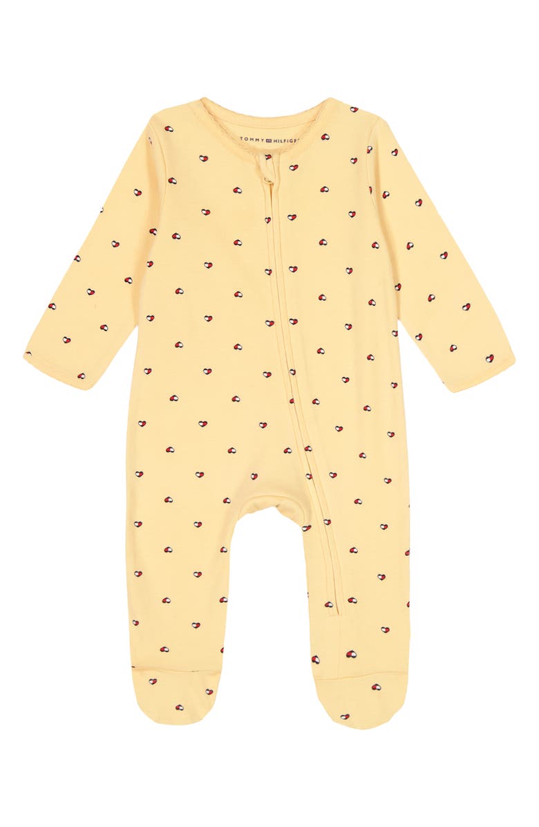 Tommy Hilfiger Heart Footie, Main, color, Gold