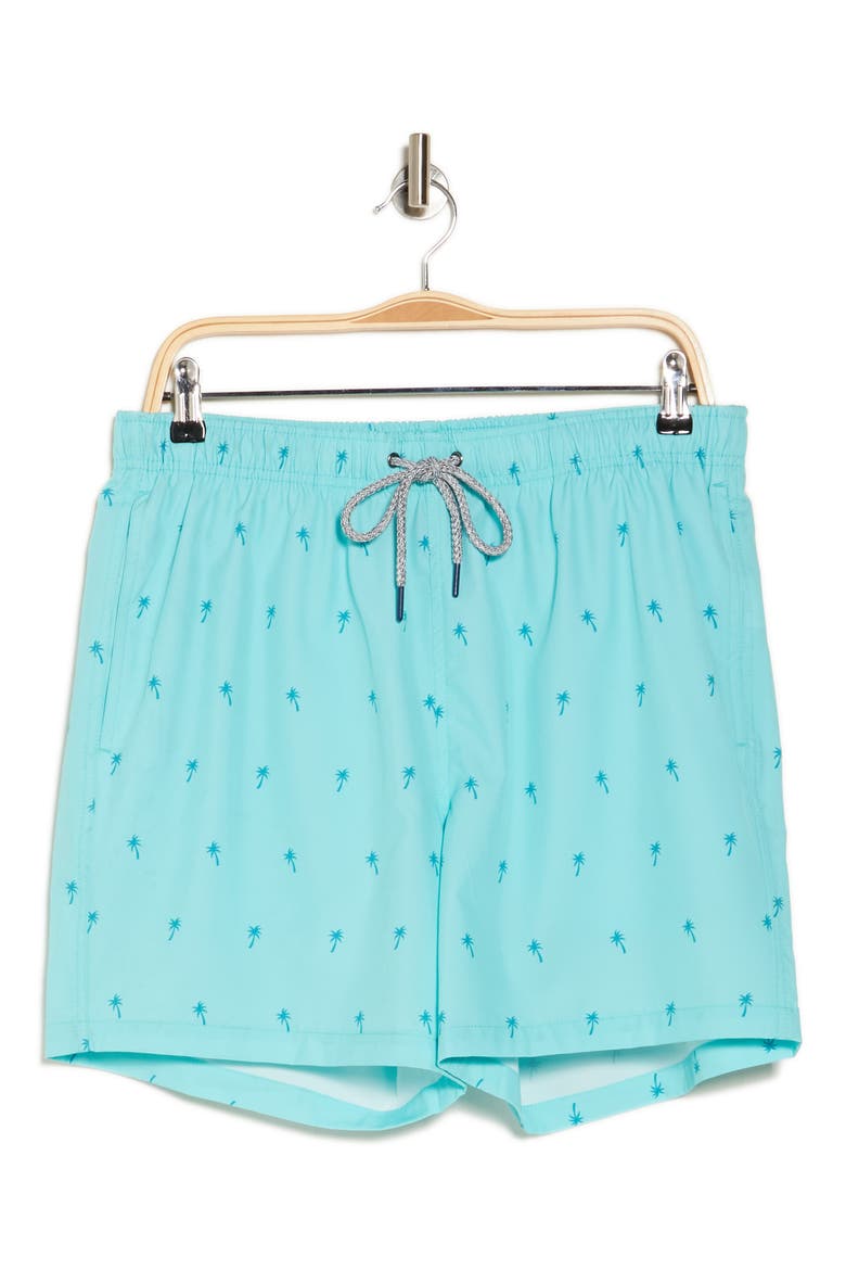Palm Tree Swim Trunks, Alternate, color, ARUBA BLUE
