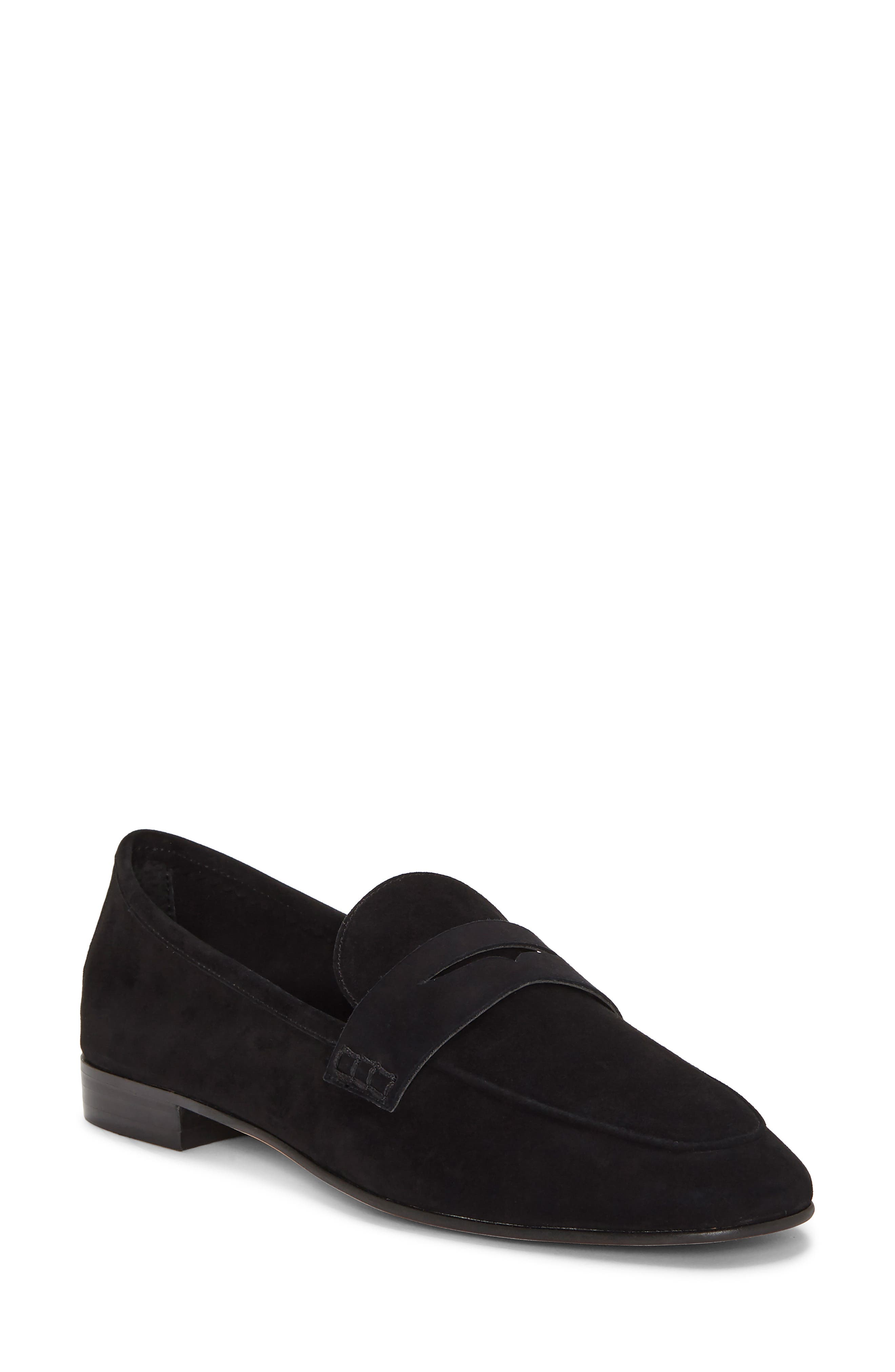 Macinda Penny Loafer, Main, color, BLACK SUEDE