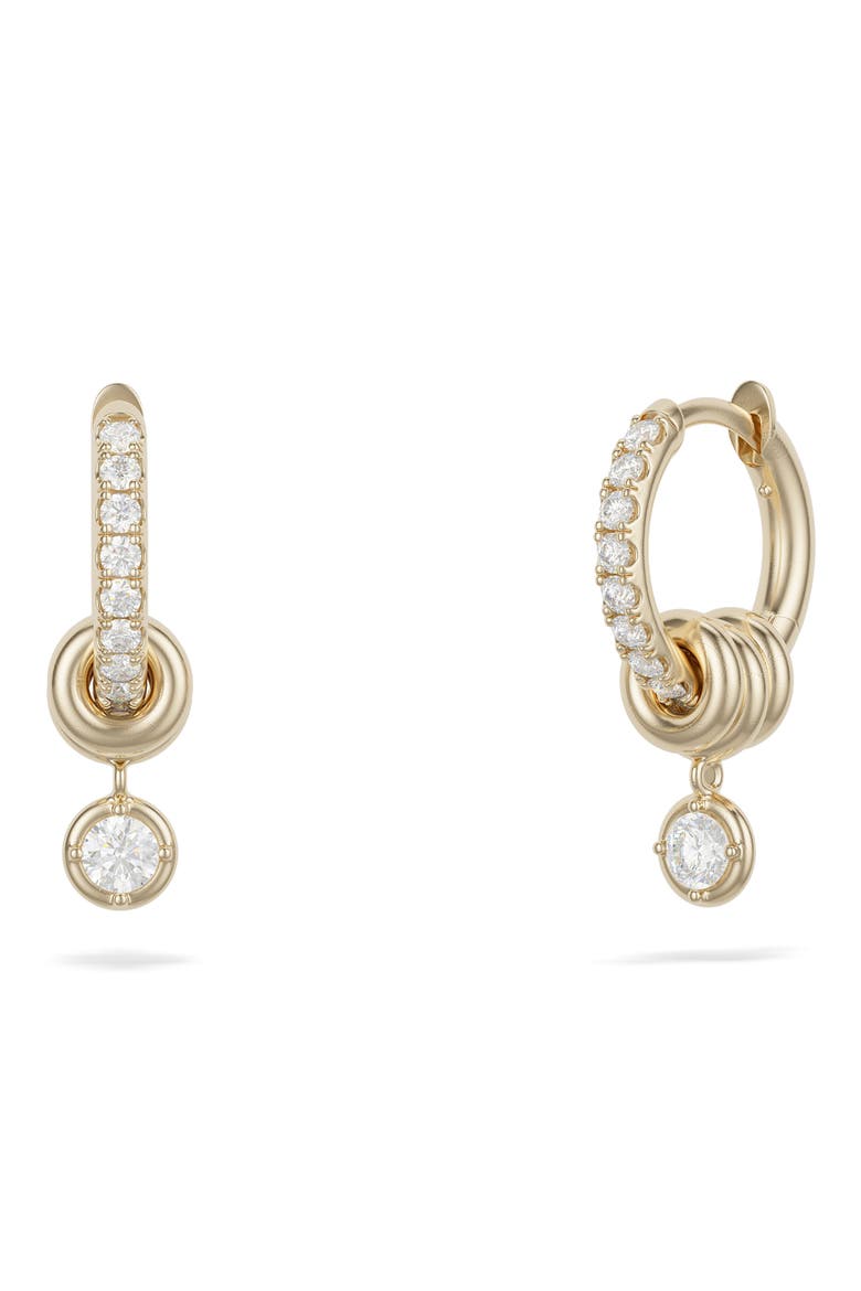 Zahra Diamond Pavé Huggie Hoop Earrings, Main, color, YELLOW GOLD
