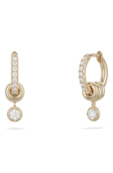Zahra Diamond Pavé Huggie Hoop Earrings