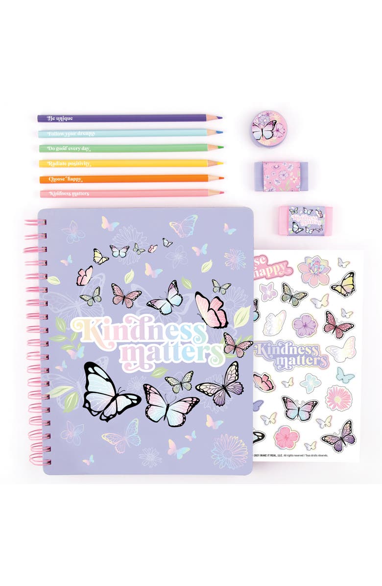 Three Cheers For Girls 3C4G Butterfly Allin1 Sketching Set Journal & Art 200 Page Book, Alternate, color, 