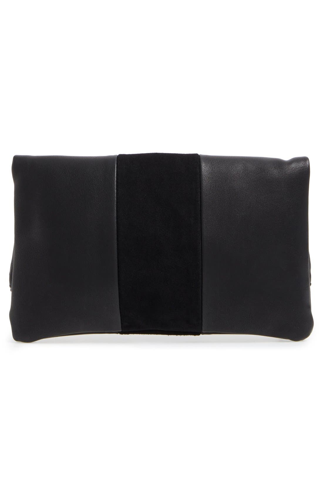 Foldover Clutch, Alternate, color, BLACK