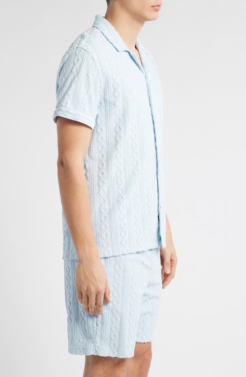 Rails Maverick Textured Knit Camp Shirt In Coastal Blue