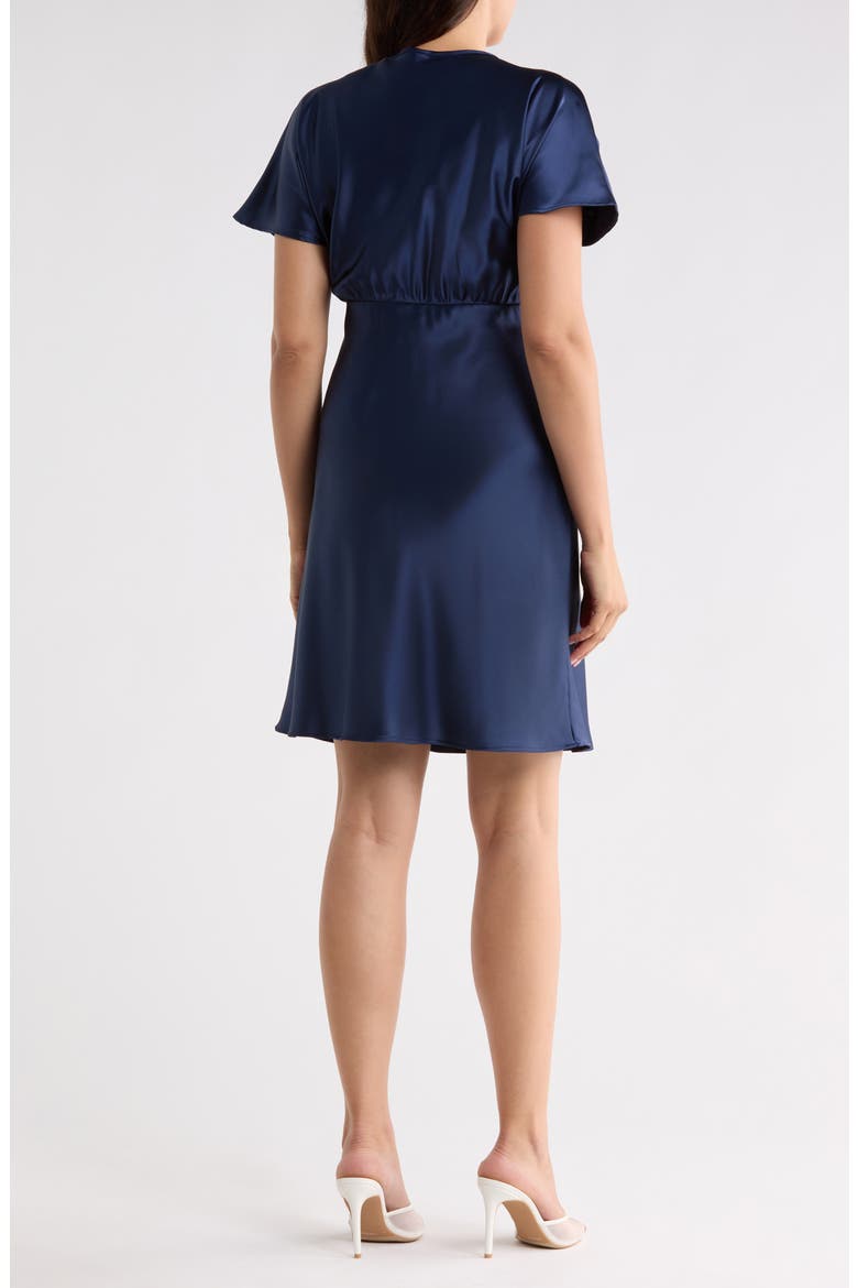 Deep V-Neck Satin Dress, Alternate, color, NAVY