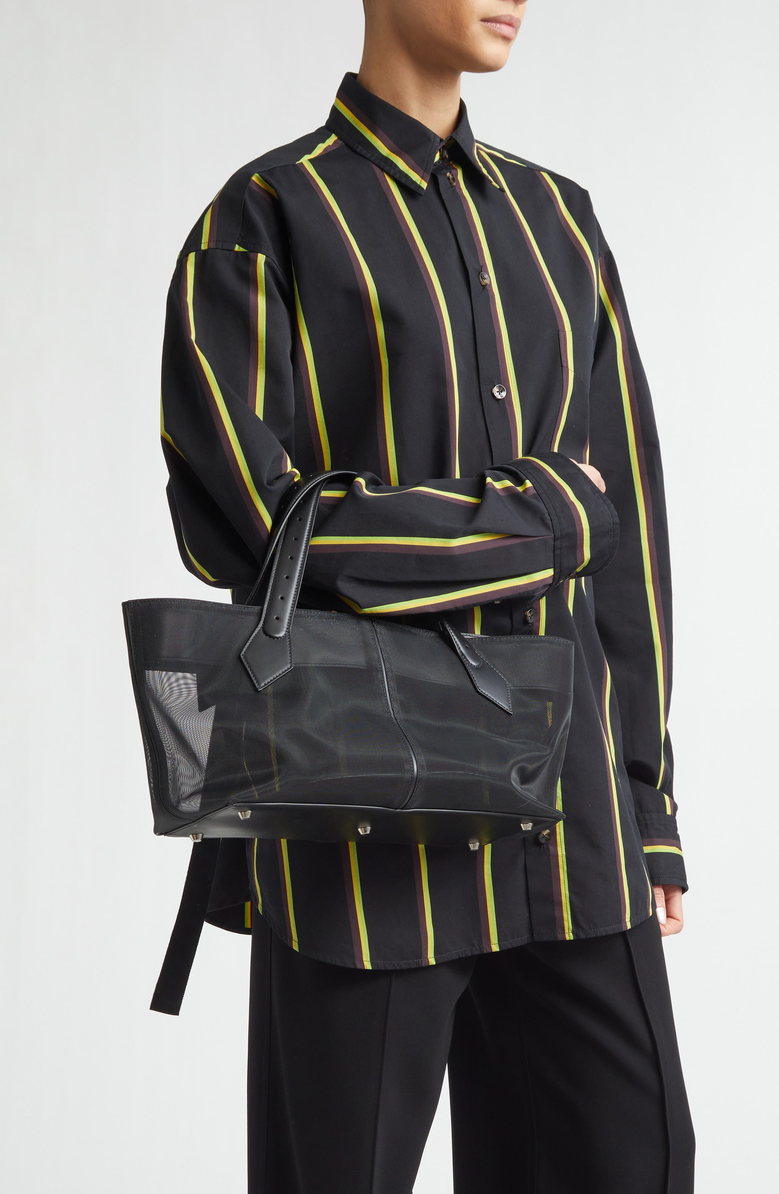 Proenza Schouler Chelsea Mesh East/West Tote, Alternate, color, Black