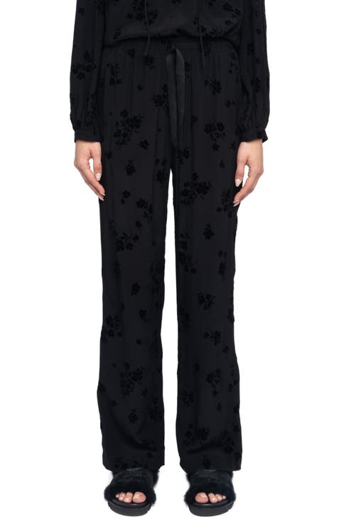 Poma Floral Satin Drawstring Waist Pants