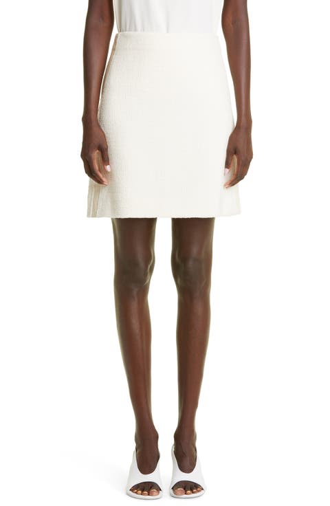 Textured Tweed Knit & Leather Miniskirt