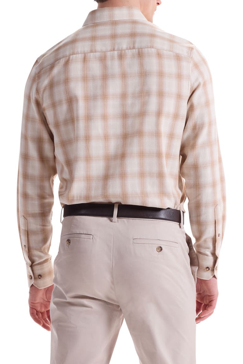 Julian Shaped Fit Plaid Button-Up Shirt, Alternate, color, CAMEL