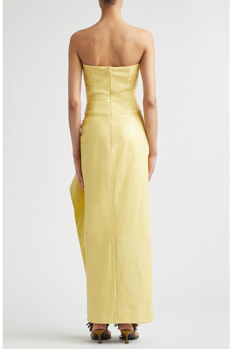 Alonna Strapless Leather Gown, Alternate, color, PALE YELLOW